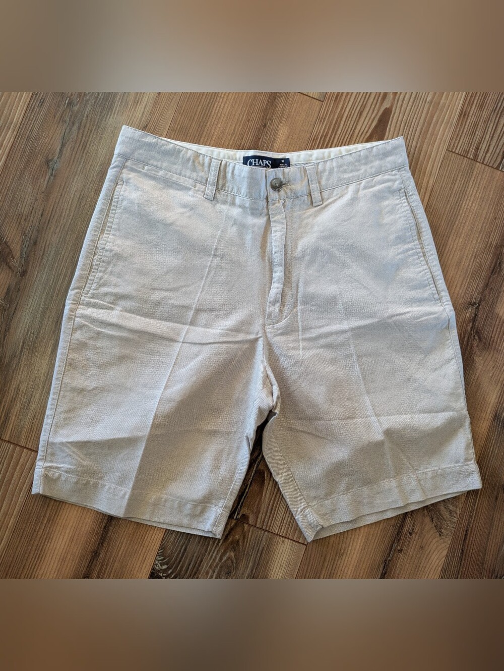 Chaps Men's Light Nick Cream Ivory Cotton Chino Shorts 32